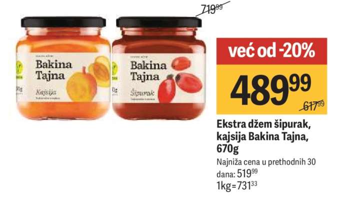 Ekstra džem šipurak, kajsija Bakina Tajna, 670g