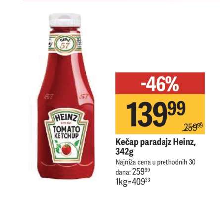 Kečap paradajz Heinz 342g