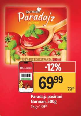 Paradajz pasirani Gurman 500g