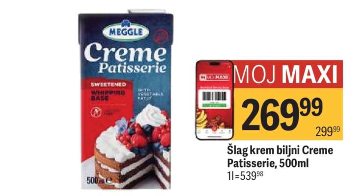 Šlag krem biljni Creme Patisserie 500ml