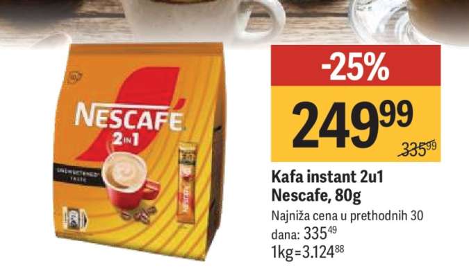 Kafa instant 2u1 Nescafe, 80g