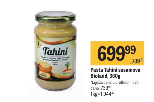 Pasta Tahini susamova Bioland, 360g