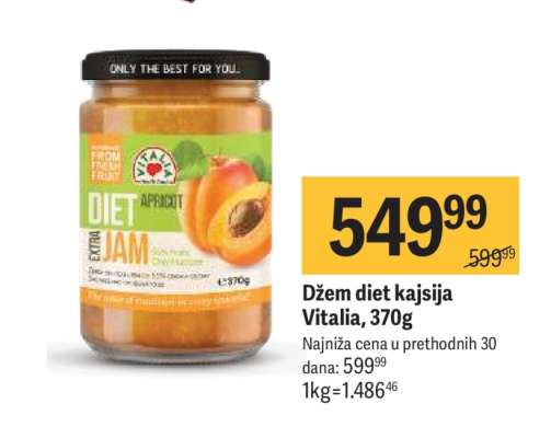 Džem diet kajsija Vitalia, 370g