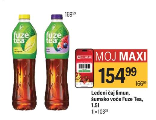 Ledeni čaj limun, šumsko voće Fuze Tea, 1.5l
