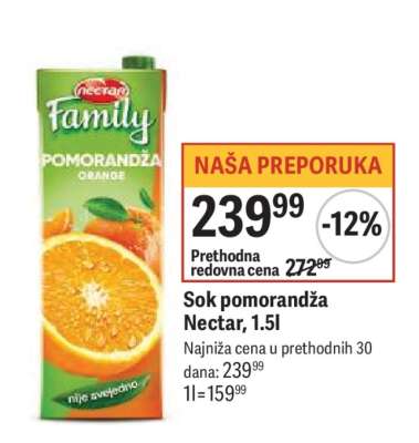 Sok pomorandža Nectar, 1,5l