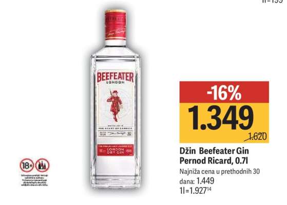 Džin Beefeater Gin Pernod Ricard, 0,7l