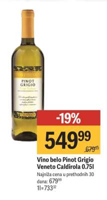 Vino belo Pinot Grigio Veneto Caldirola 0.75L
