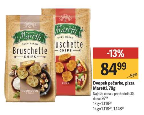 Dvopek pečurke, pizza Maretti, 70g