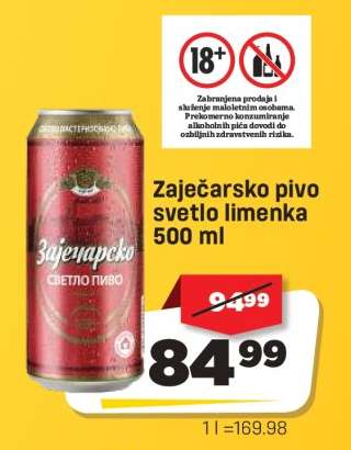 Zaječarsko pivo svetlo limenka 500 ml