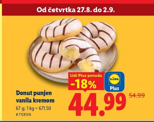 Donut punjen vanila kremom