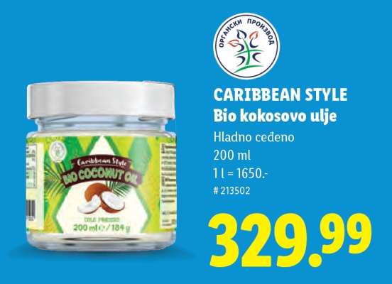Caribbean Style Bio kokosovo ulje