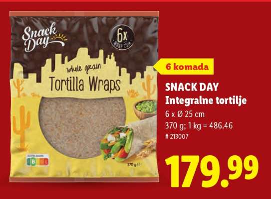 SNACK DAY Integralne tortilje