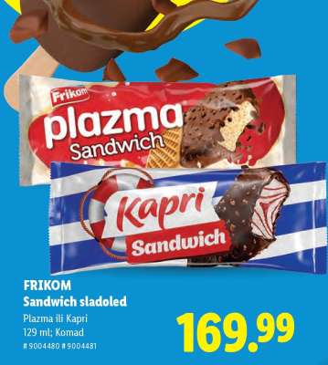 FRIKOM Sandwich sladoled