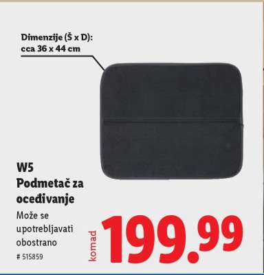 W5 Podmetač za ocedivanje