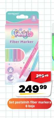 Set pastelnih fiber markera 8 boja