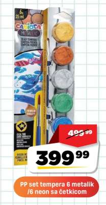 PP Set Tempera 6 Metalik/6 Neon sa Četkicom