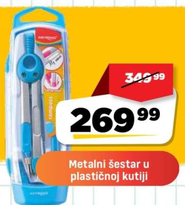 Metalni šestari u plastičnoj kutiji
