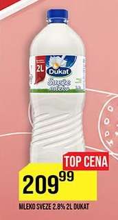 Mléko svěže 2.8% 2L Dukat
