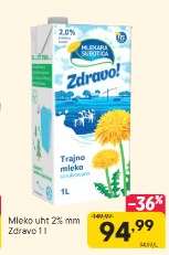 Mleko uht 2% mm Zdravo 1 l