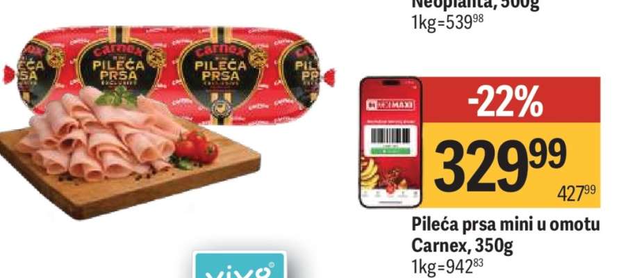 Pileća prsa mini u omotu Carnex, 350g