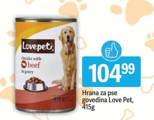 Hrana za pse govedina Love Pet, 415g