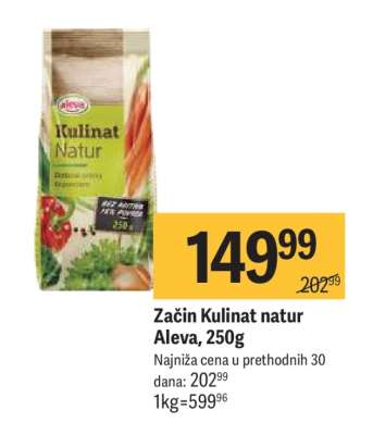 Začin Kulinat natur Aleva, 250g
