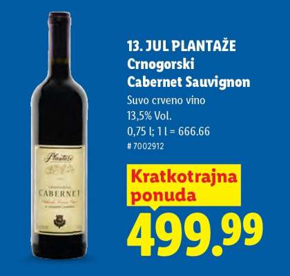 13. JUL PLANTAŽE Crnogorski Cabernet Sauvignon