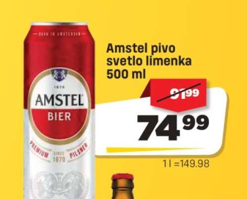 Amstel pivo svetlo limenka 500 ml