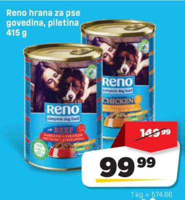 Reno hrana za pse govedina, piletina 415 g