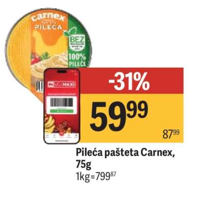 Pileća pašteta Carnex, 75g