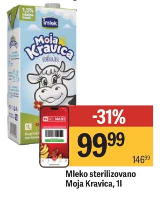 Mleko sterilizovano Moja kravica, 1l