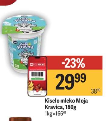 Kiselo mleko Moja Kravica, 180g