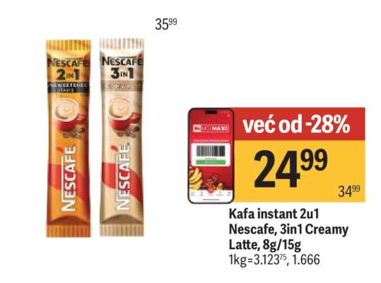 Kafa instant 2u1 Nescafe, 3in1 Creamy Latte, 8g/15g