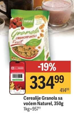 Cerealije Granola sa voćem Naturel, 350g