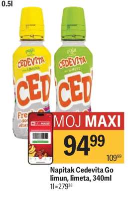 Napitak Cedevita Go limun, limeta, 340ml