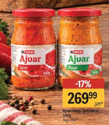 Ajvar blagi, ljuti Maxi, 340g