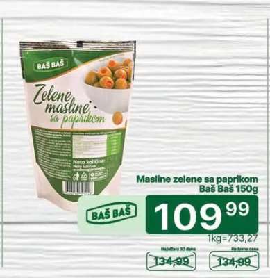 Masline zelene sa paprikom Baš Baš 150g