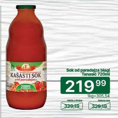 Sok od paradajza blagi Tanašić 720ml