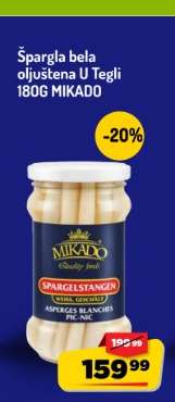 Špargla bela oljuštena U Tegli 180G MIKADO