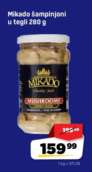 Mikado šampinjoni u tegli 280 g
