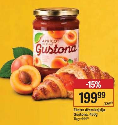 Ekstra džem kajsija Gustona, 450g
