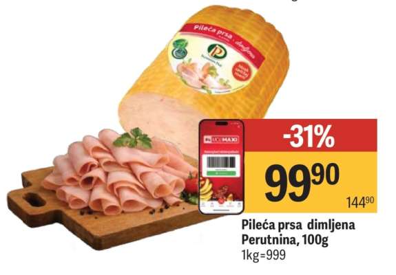 Pileća prsa dimljena Perutnina 100g