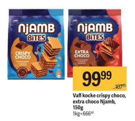 Vafl kocke crispy choco, extra choco Njamb, 150g