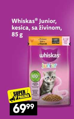Whiskas® Junior, kesica, sa živinom, 85 g