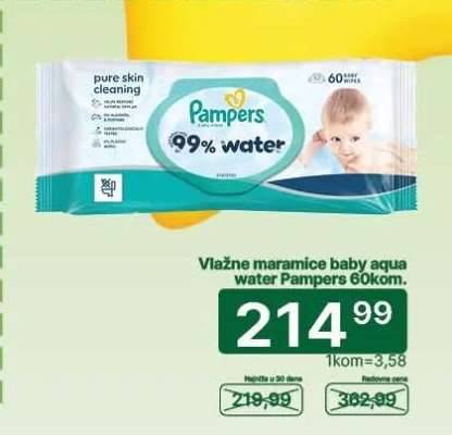Vlažne maramice baby aqua water Pampers 60kom.