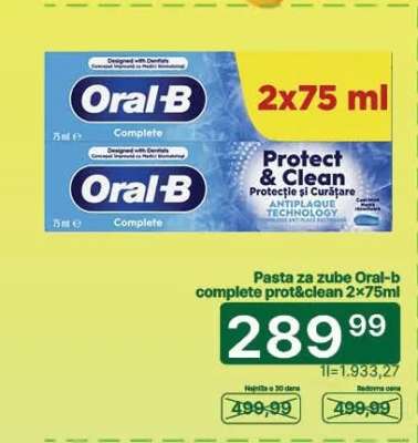 Pasta za zube Oral-B complete prot&clean 2x75ml