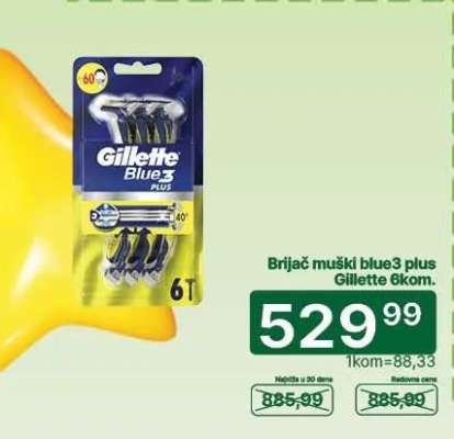 Brijač muški blue3 plus Gillette 6kom.