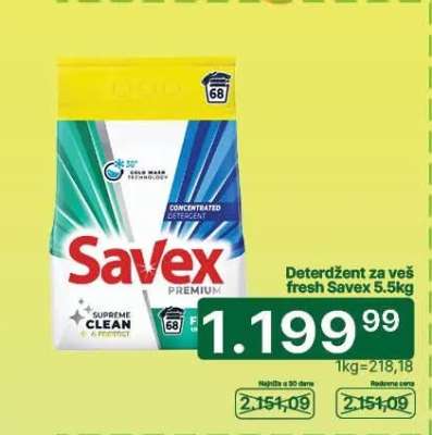 Deterdžent za veš fresh Savex 5,5kg