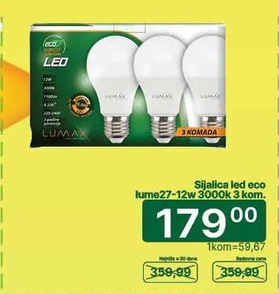 Sijalica led eco lume27-12w 3000k 3 kom.