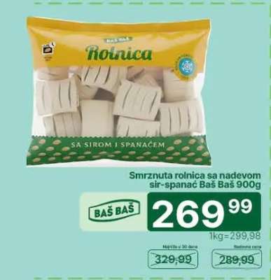 Smrznuta rolnica sa nadevom sir-spanać Baš Baš 900g